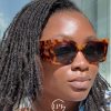 Iniva lunettes de soleil cats eyes type ysl à petit prix couleur noir et leopard