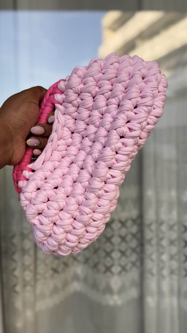 Kinè - Pochette maxi Tricotée en fil recyclé - Rose